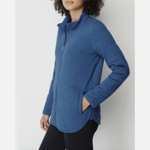 J.Jill Comfy Fit Imperial Blue Quilted Full Zip Jacket Coat - Picture 3 of 10